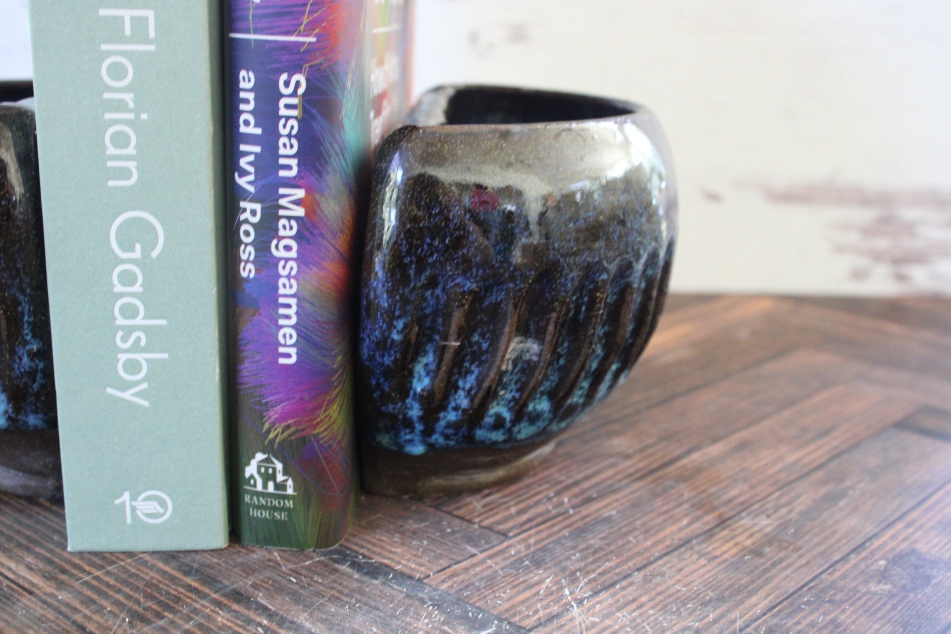 Blue Bioluminescence Book Ends