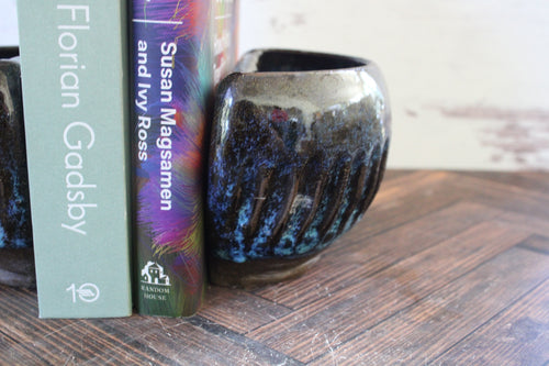 Blue Bioluminescence Book Ends