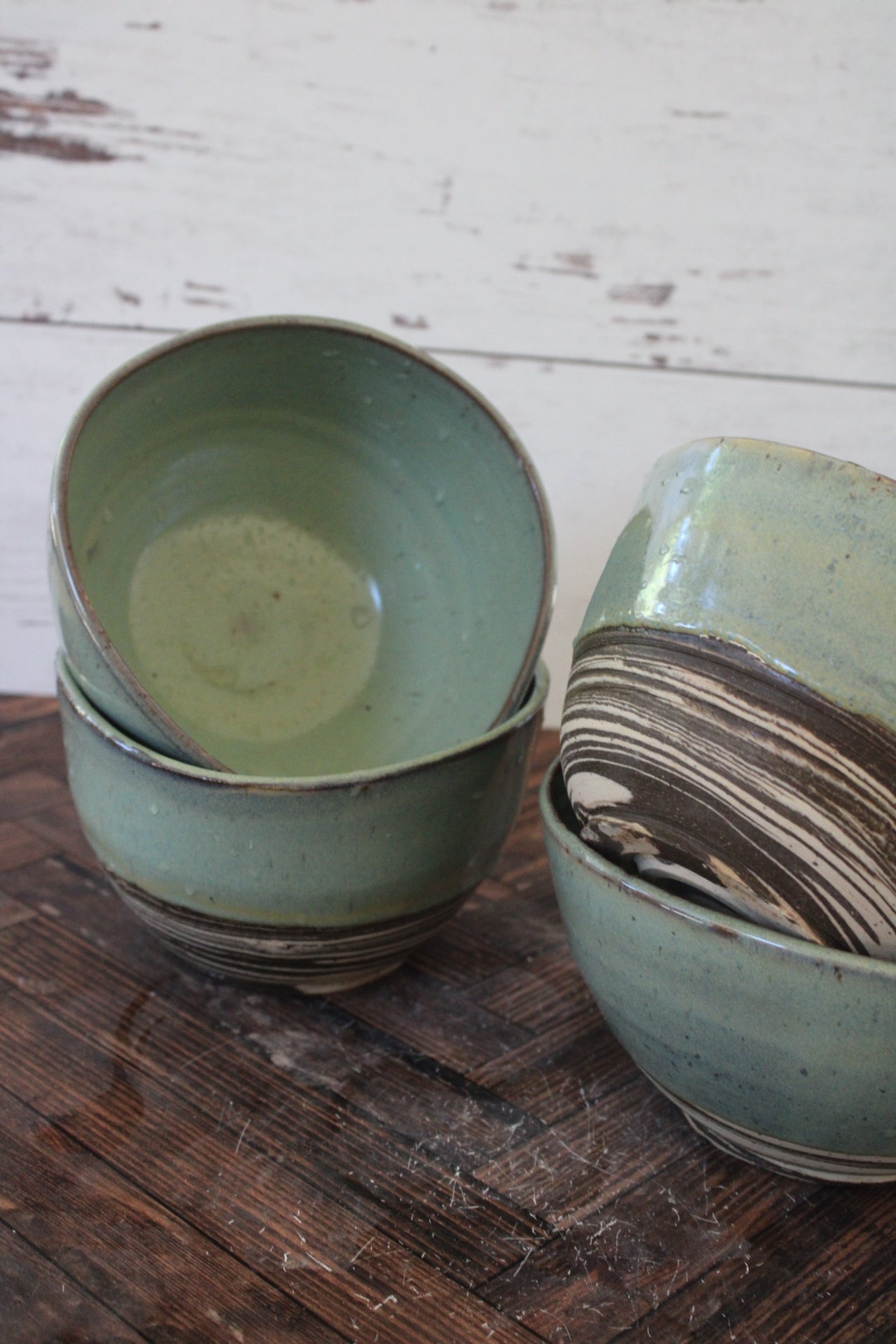 Large Soup/ Pho/ Salad/ Poke Bowls- Marbled Sea Foam