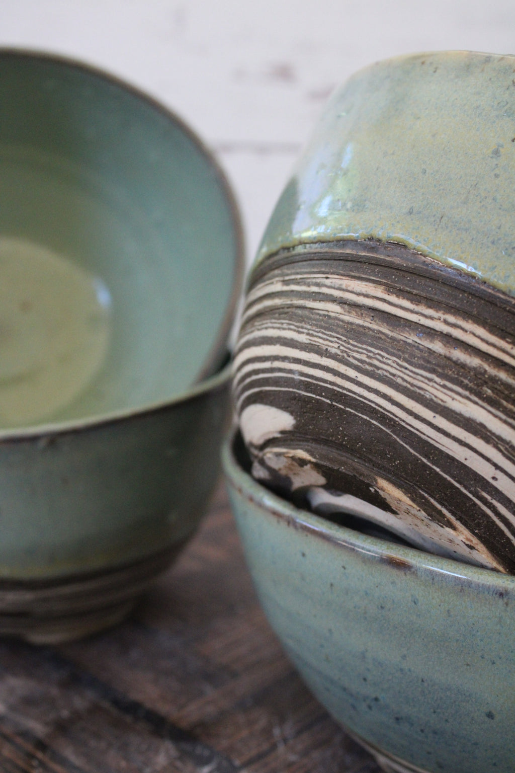 Large Soup/ Pho/ Salad/ Poke Bowls- Marbled Sea Foam