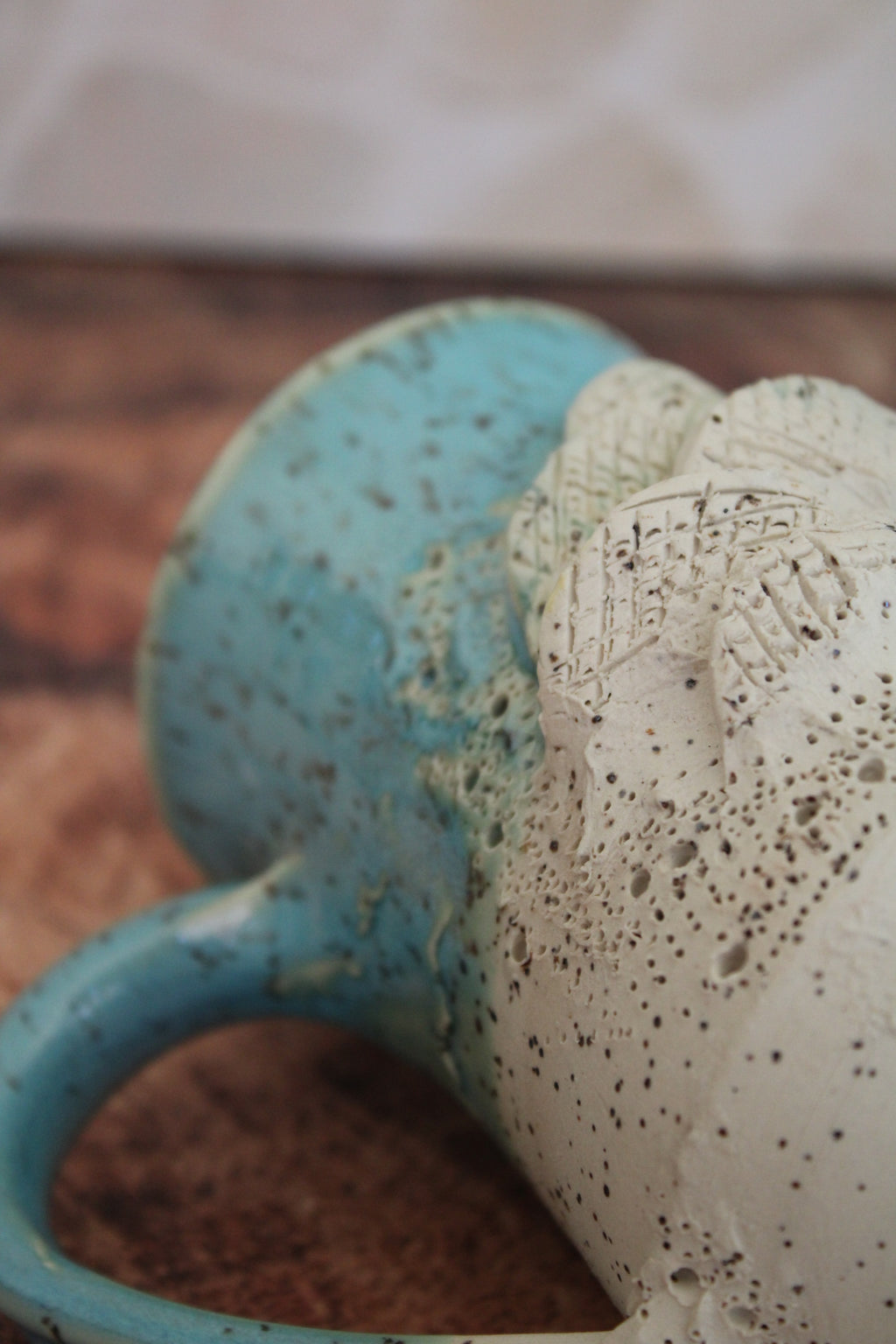 Turquoise Mushroom Sculpture Mug