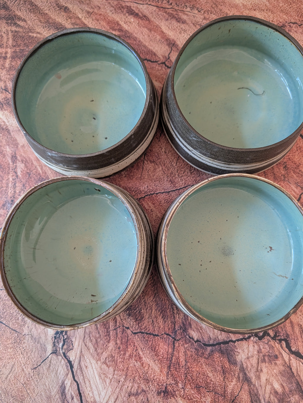 Marbled Dinner Bowls: sea foam