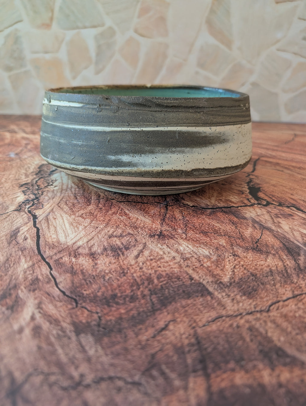 Marbled Oval Serving Bowl: sea foam