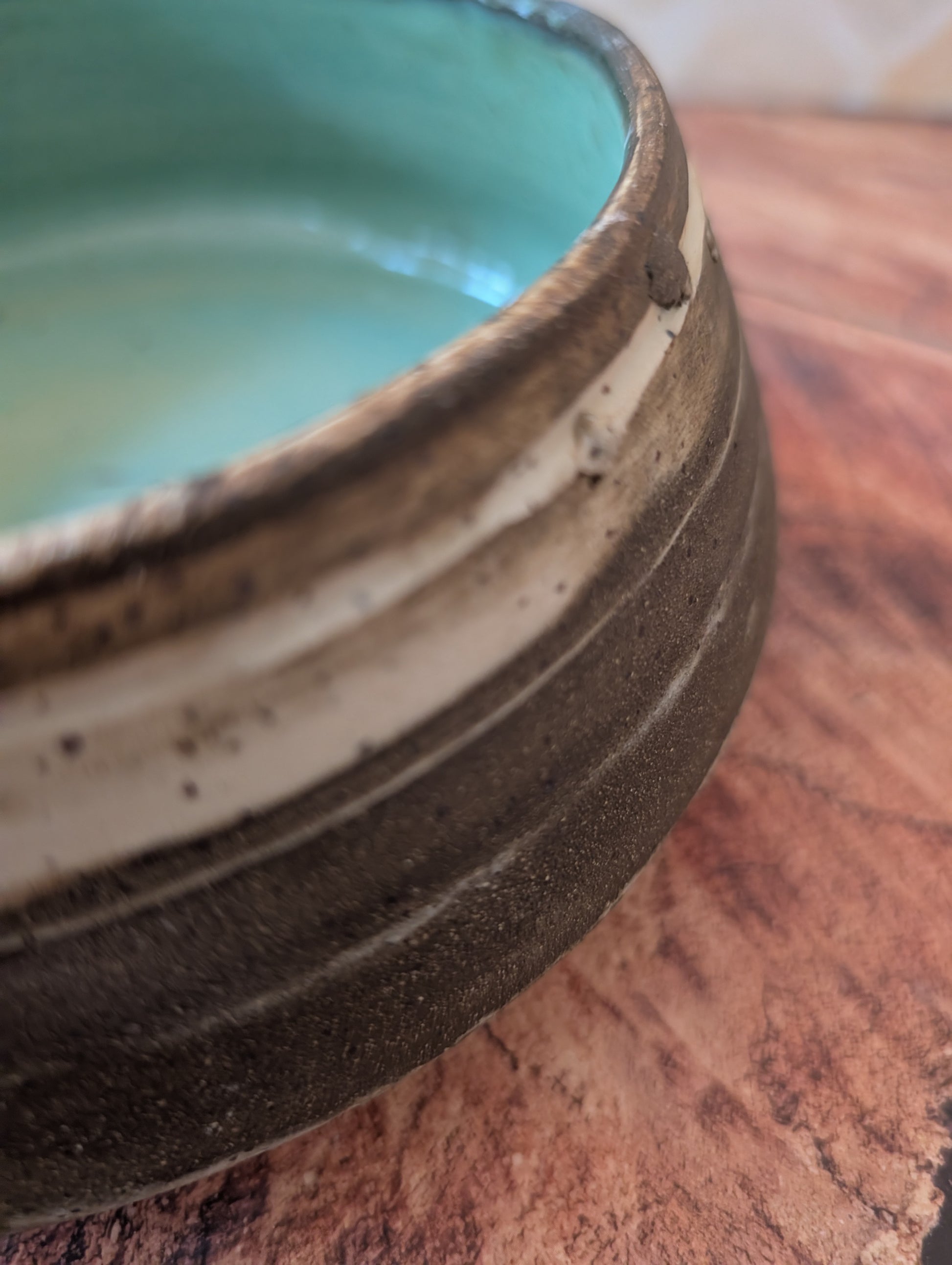 Marbled Oval Serving Bowl: sea foam