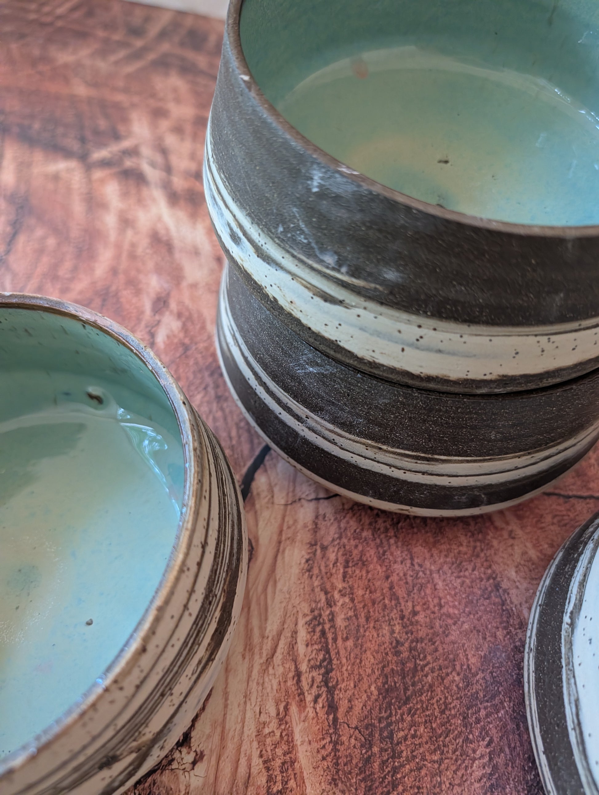 Marbled Dinner Bowls: sea foam